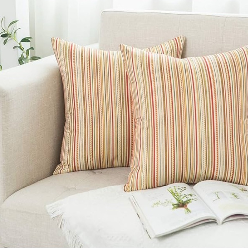 Two Striped Multicolor Indoor/Outdoor Throw Pillows Covers. Brand new. - Picture 3 of 5